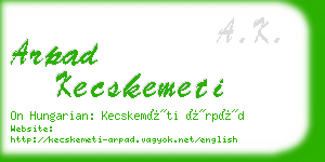 arpad kecskemeti business card